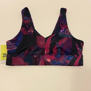 Women’s Large Purple & Black Tropical Light Support Twist Sports Bra